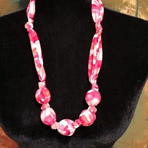 Hand-made, Fabric-covered, Large-Bead Necklace